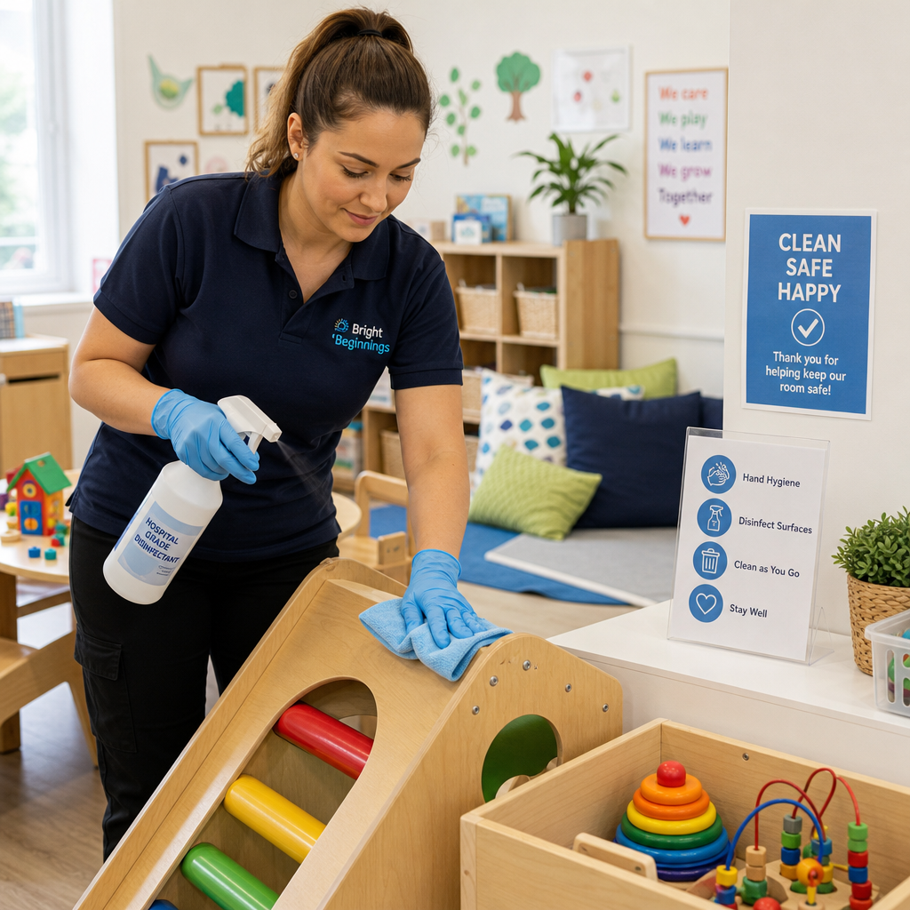 Childcare Cleaning Melbourne: Standards Every Director Needs Professional sanitising play equipment in a childcare centre environment