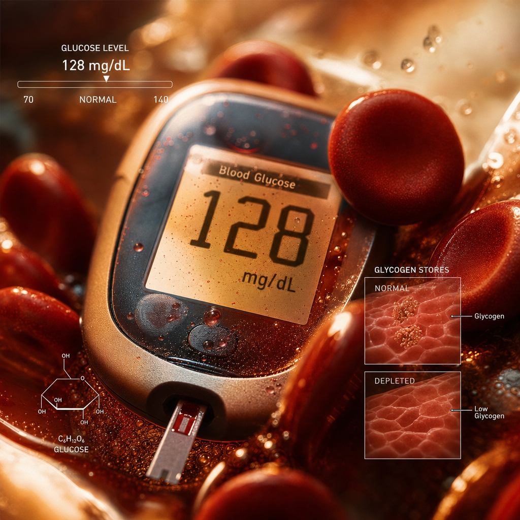Visual representation of blood sugar and glycogen depletion after exercise