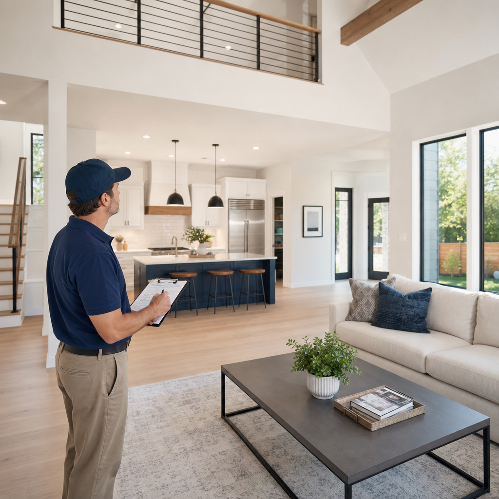 New home interior during final quality inspection and walkthrough