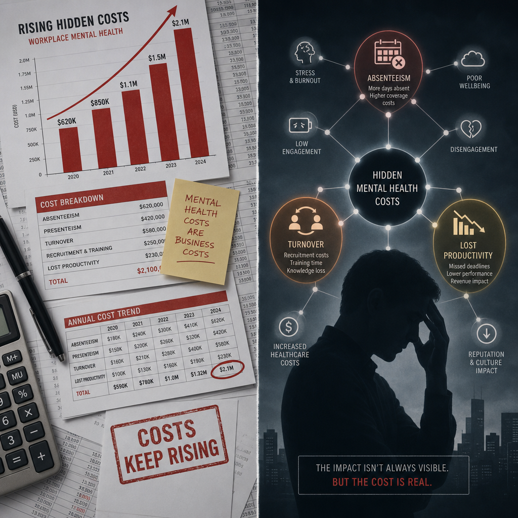 Visual breakdown of hidden financial costs of untreated employee depression