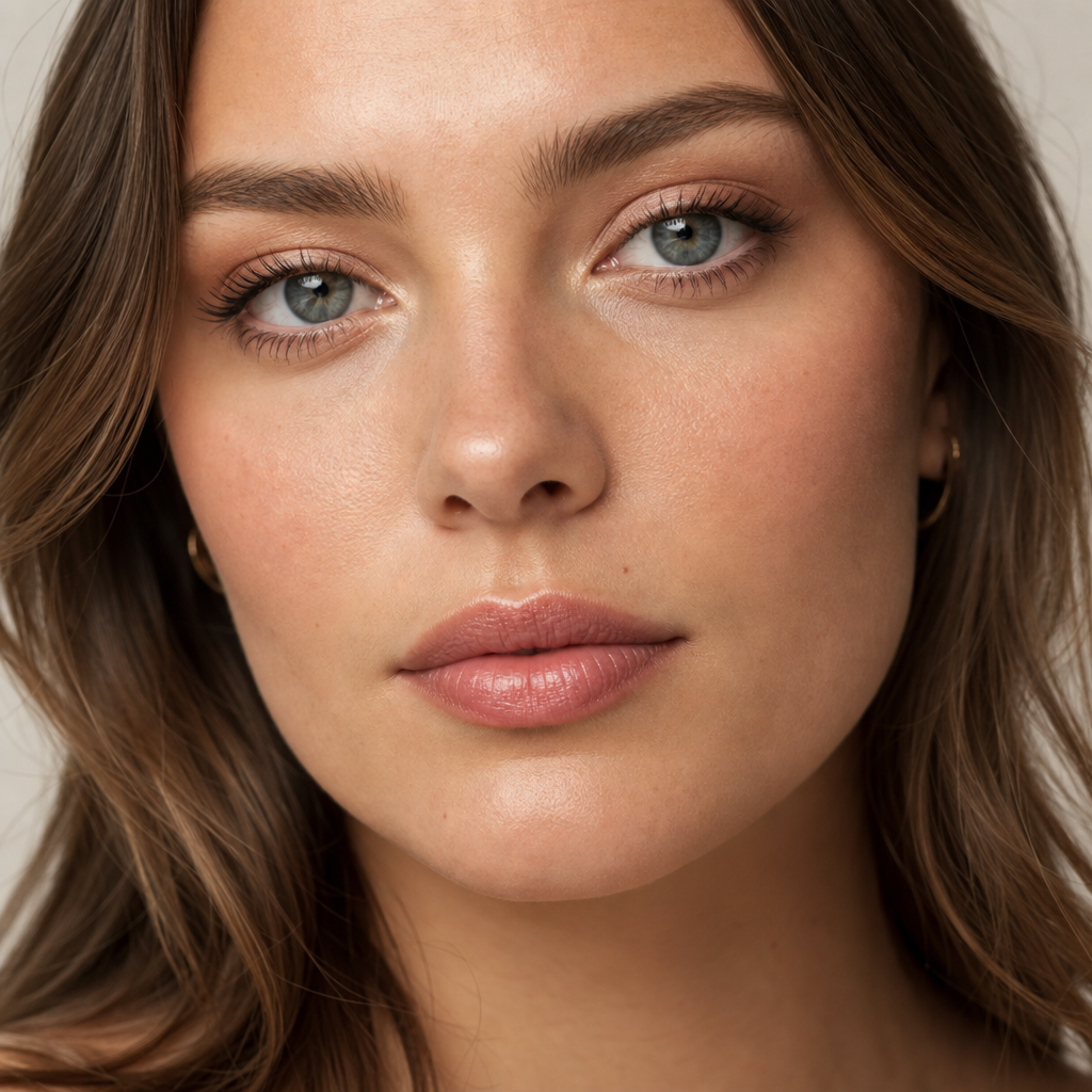 Close-up of naturally enhanced lips with balanced proportion and soft definition