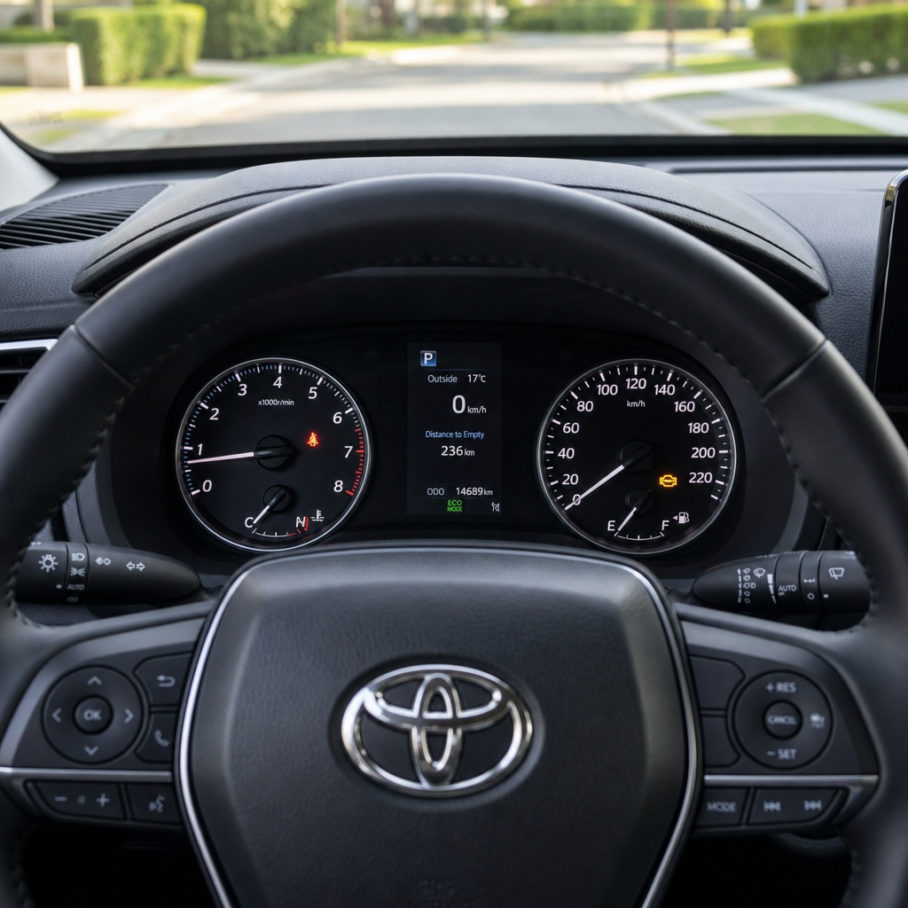Vehicle interior dashboard showing immobiliser system status