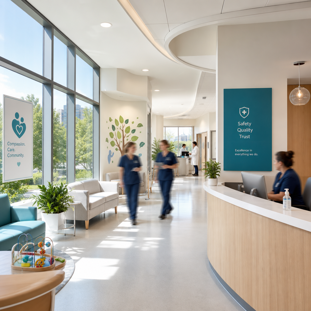 Interior of healthcare facility with pristine windows and natural light