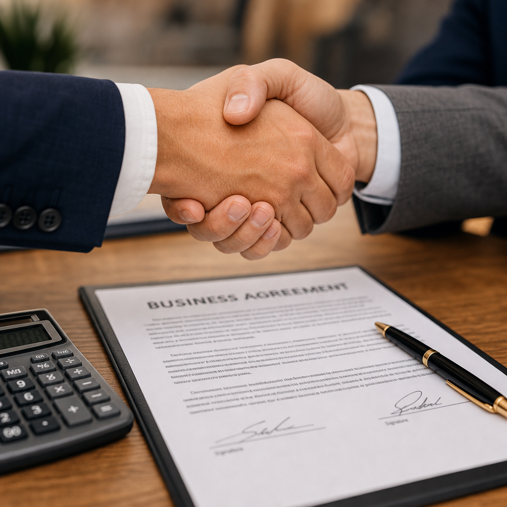 Handshake between buyer and seller finalizing business deal
