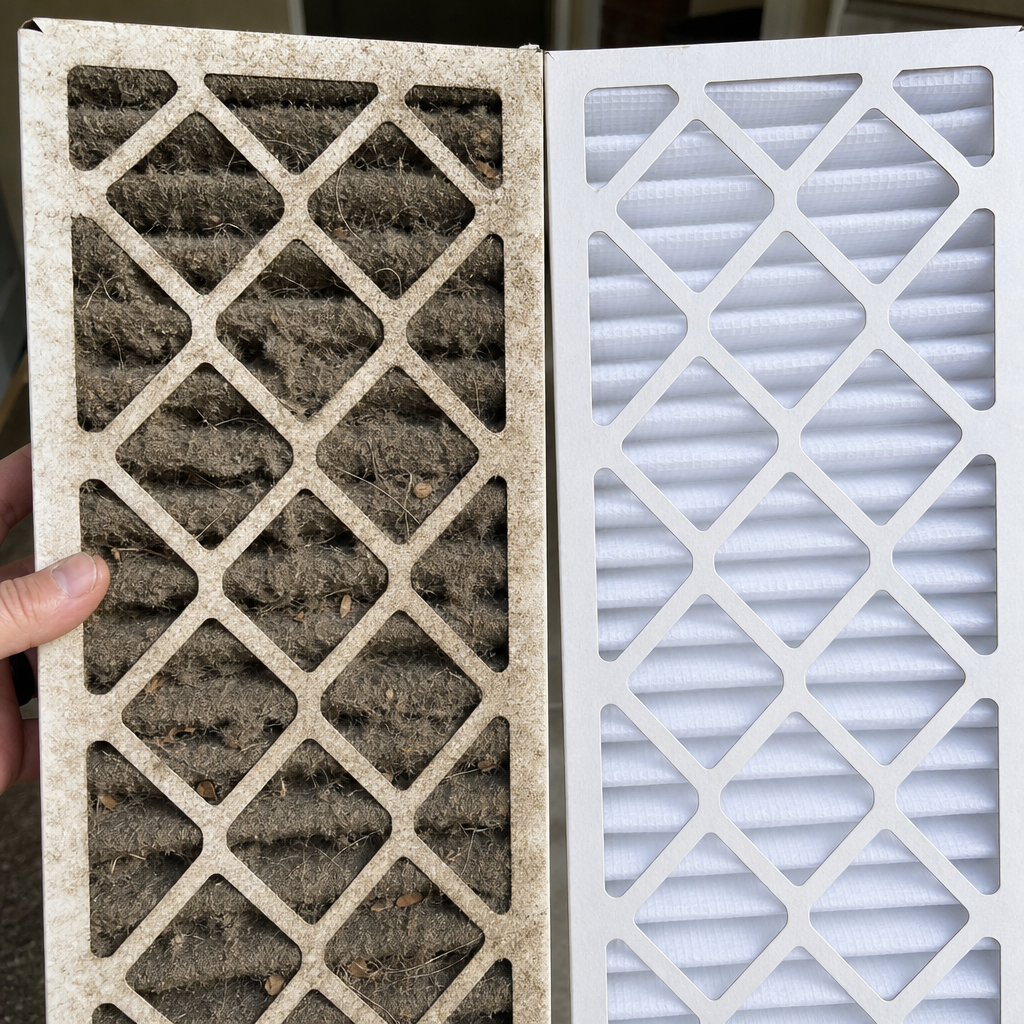 Comparison of dirty versus clean air conditioning filters