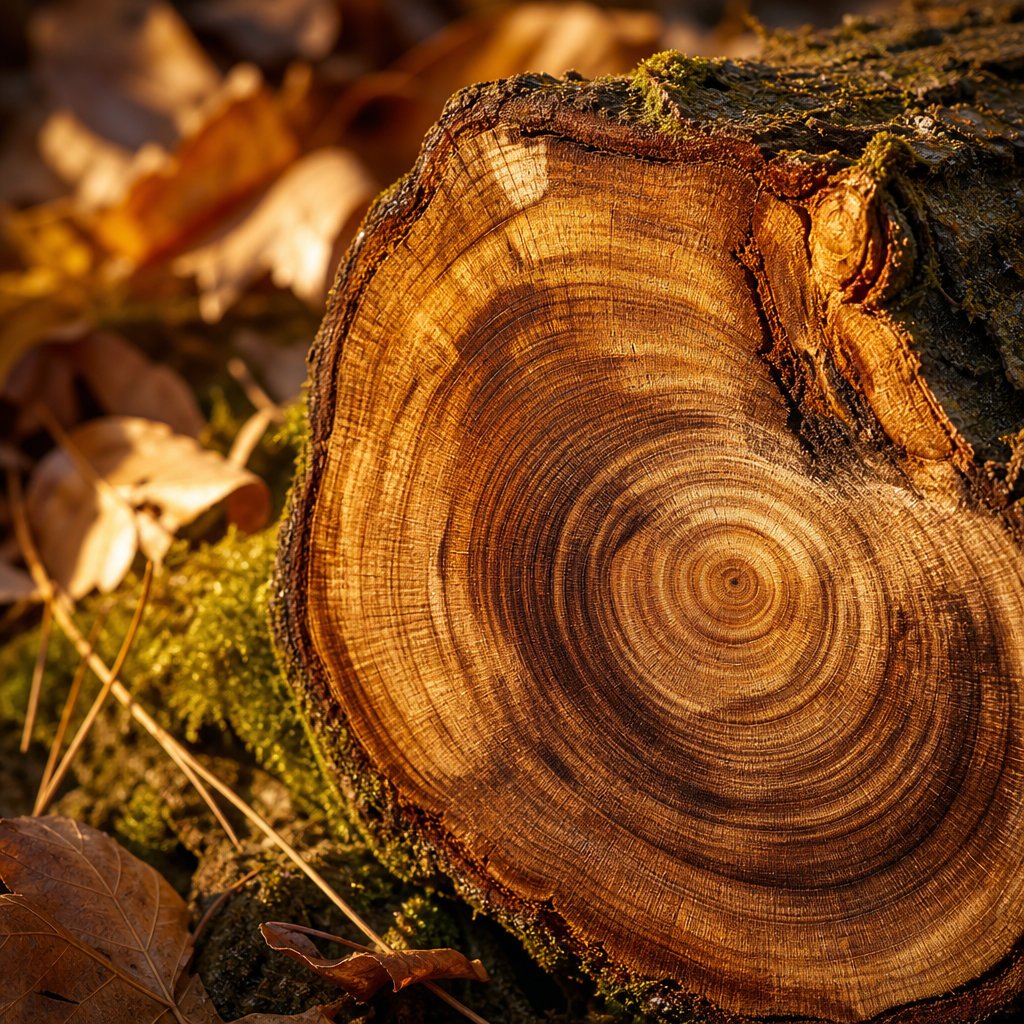 Detailed view of Vermont hardwood grain with natural warm lighting