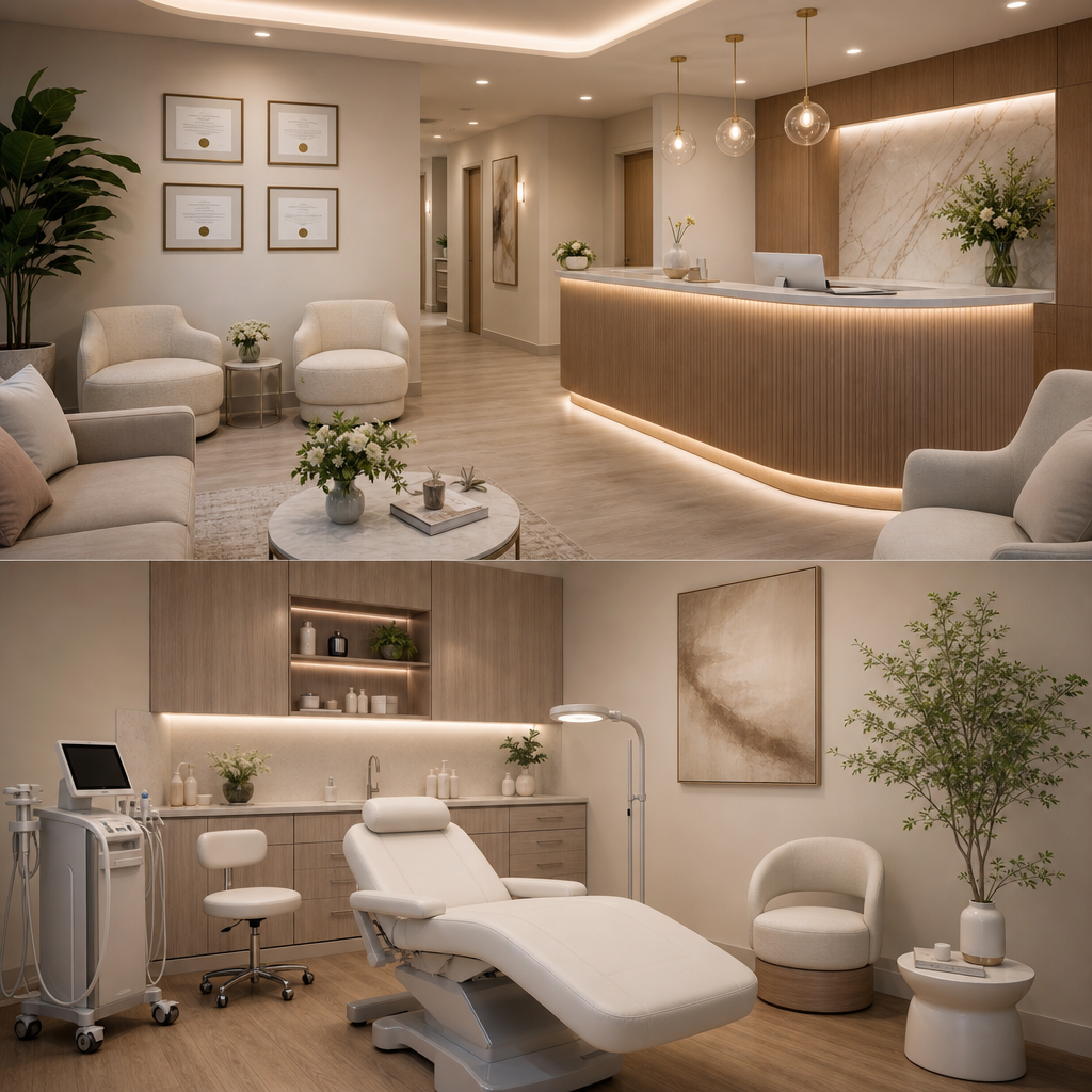 Professional medispa interior design showcasing clean clinical environment and modern medical aesthetic space