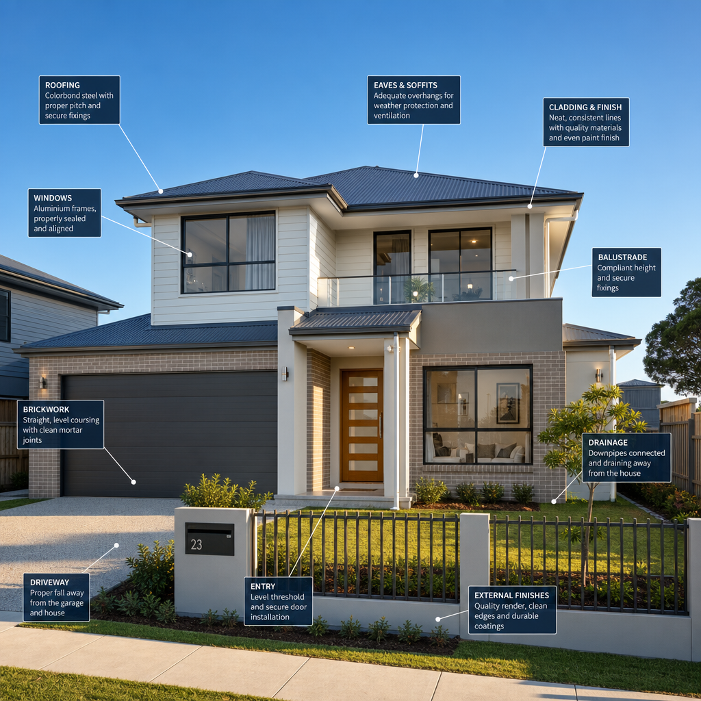 New build home exterior ready for pre-handover inspection