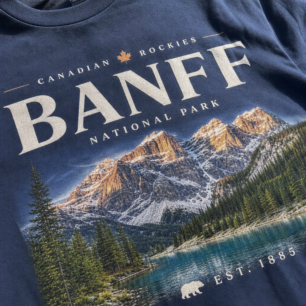 Detailed view of vibrant DTF printed graphic on cotton t-shirt showing colour quality and clarity