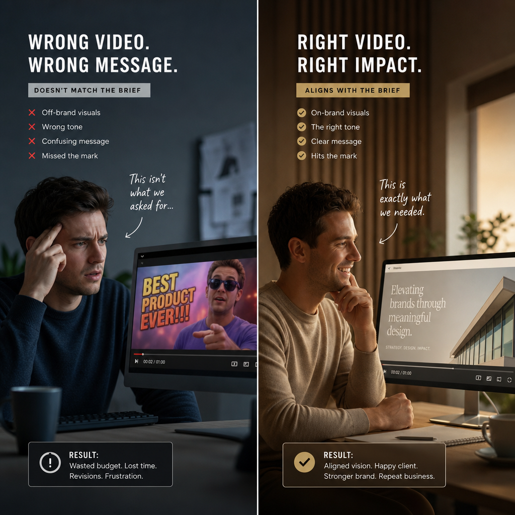 Comparison of misaligned versus successful video production outcomes