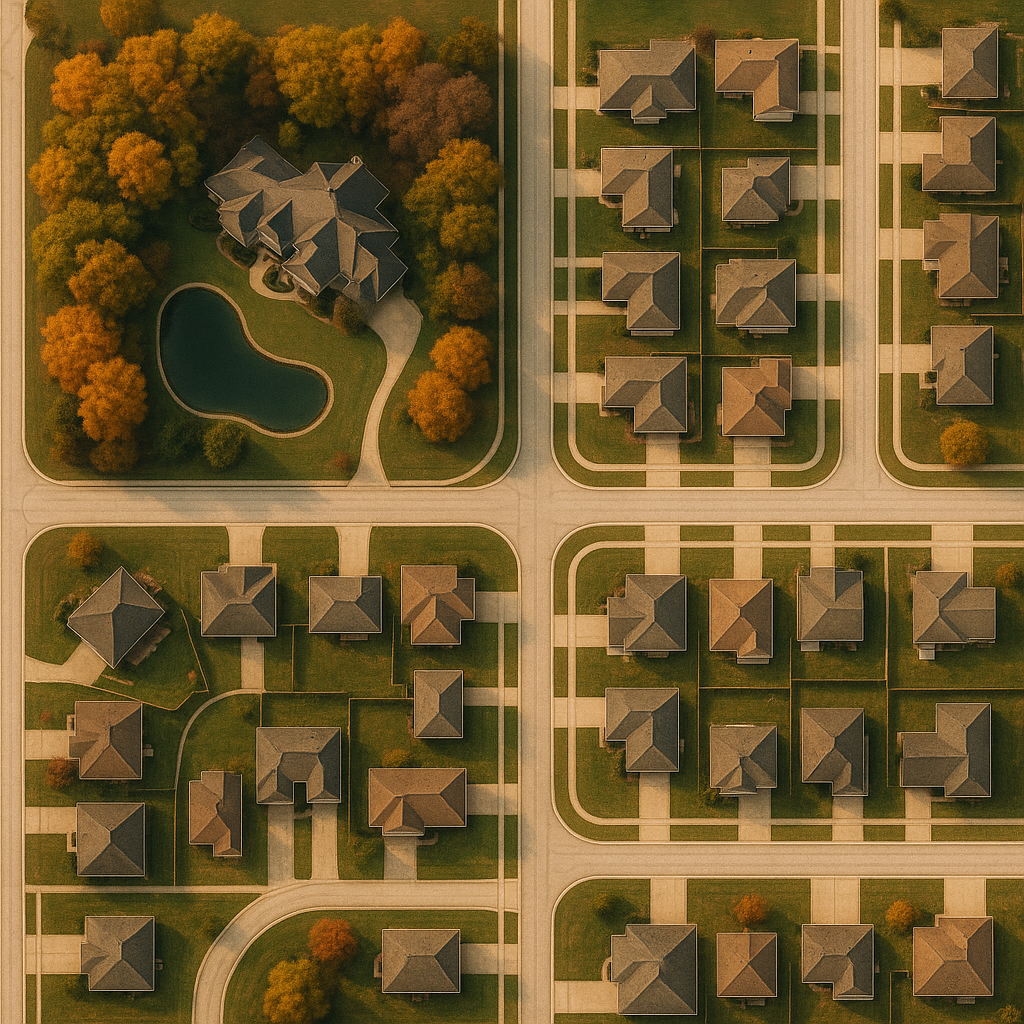 Aerial view of Indiana residential properties showing market opportunities