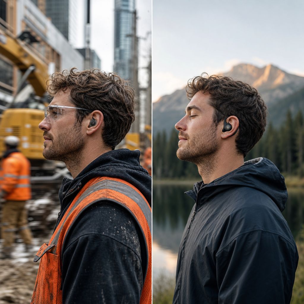 Contrast between noisy construction environment and protected quiet space