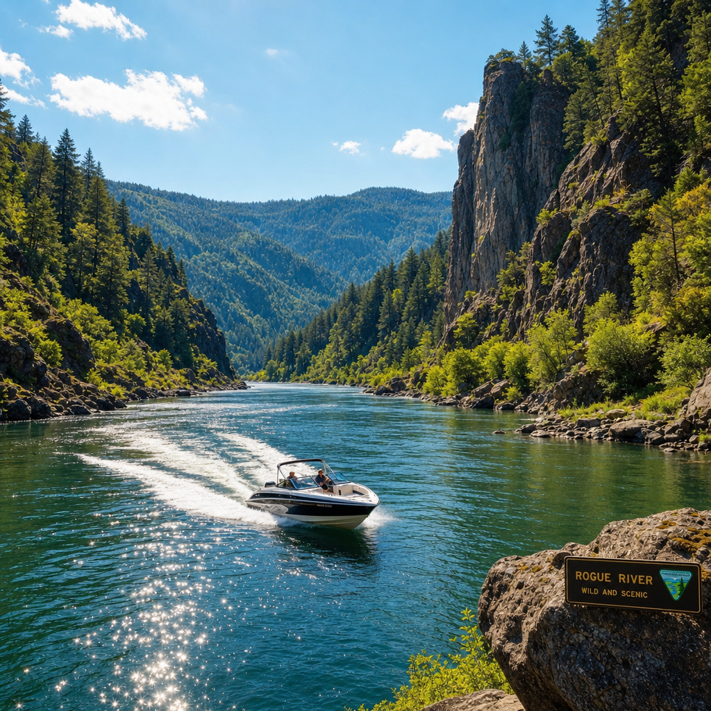 Jet boat touring on the Rogue River in Gold Beach Oregon