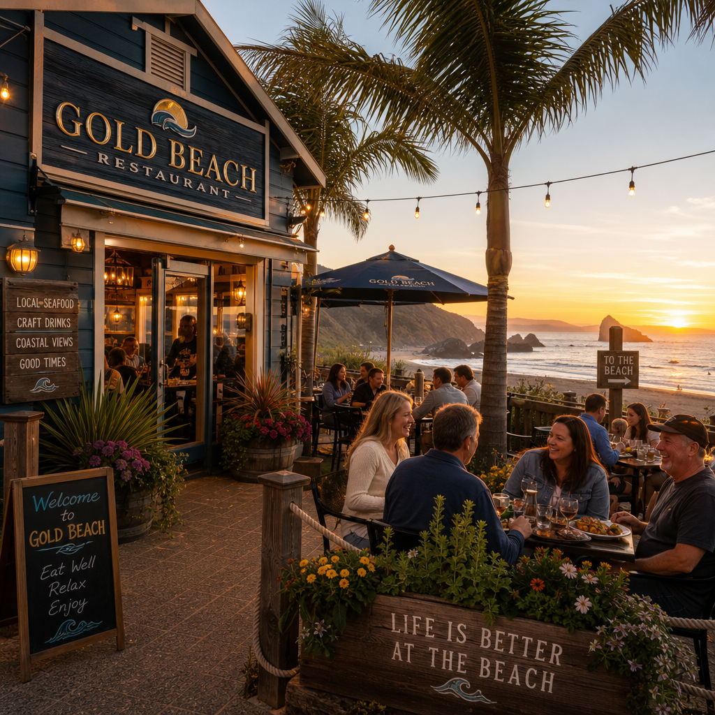 Dining at a local restaurant in Gold Beach Oregon
