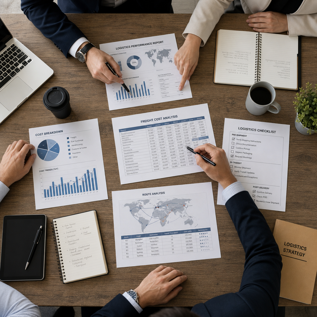 Transport consultancy evaluation documents and checklist on conference table
