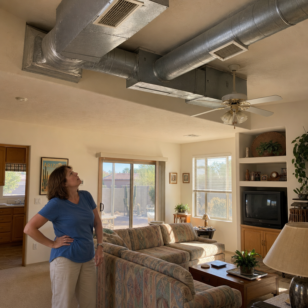 Home interior showing visible HVAC ductwork and vents