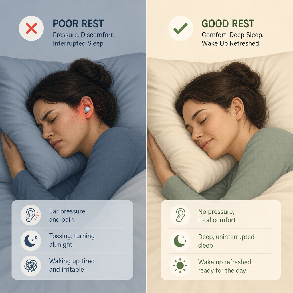 Before and after comparison of sleep comfort with proper ear plug design