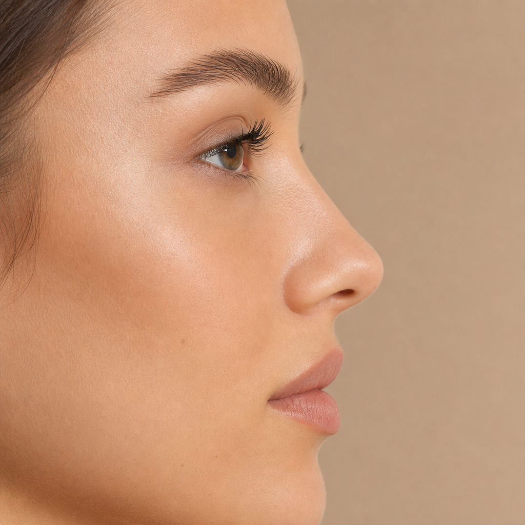 Profile view of a refined nose showing natural contours and symmetry