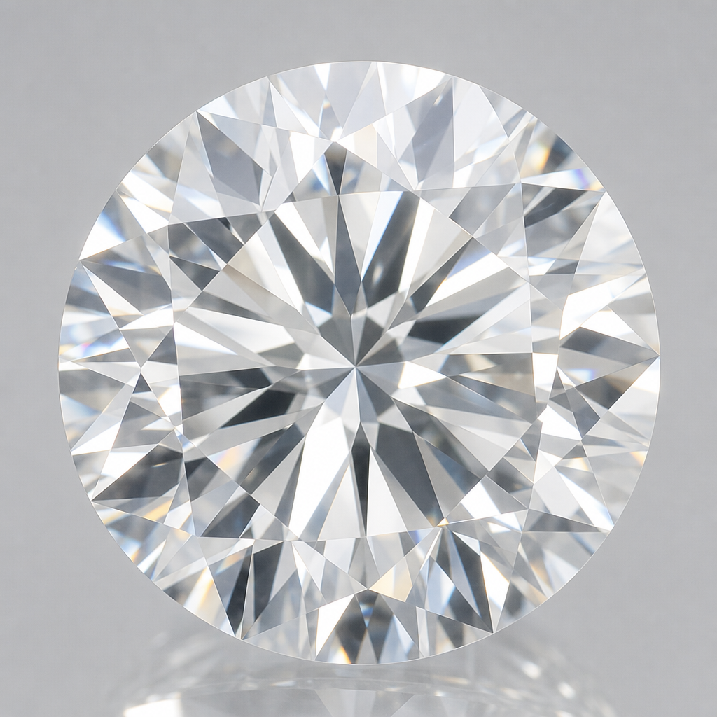 Close-up of a lab diamond showing internal clarity and light refraction