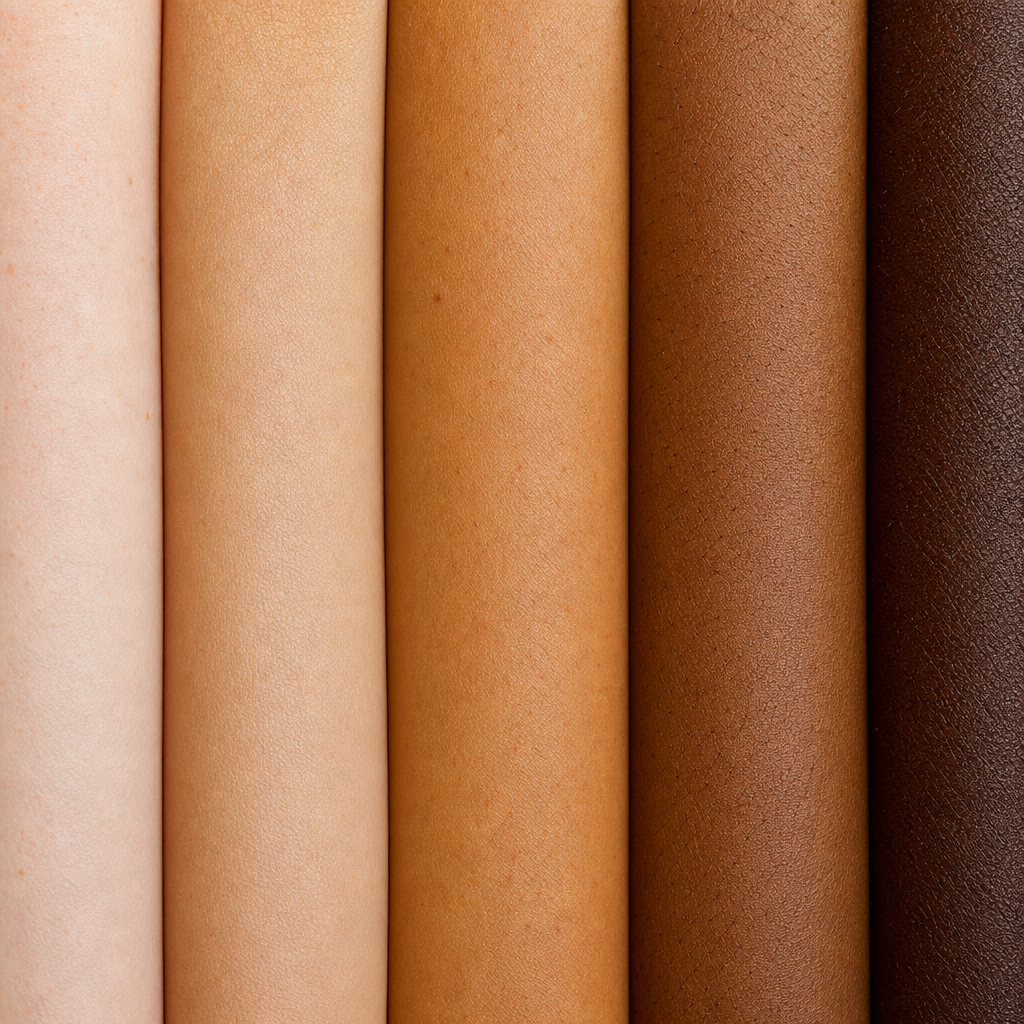 Close-up comparison of skin tones showing natural variation and texture across different Fitzpatrick types.
