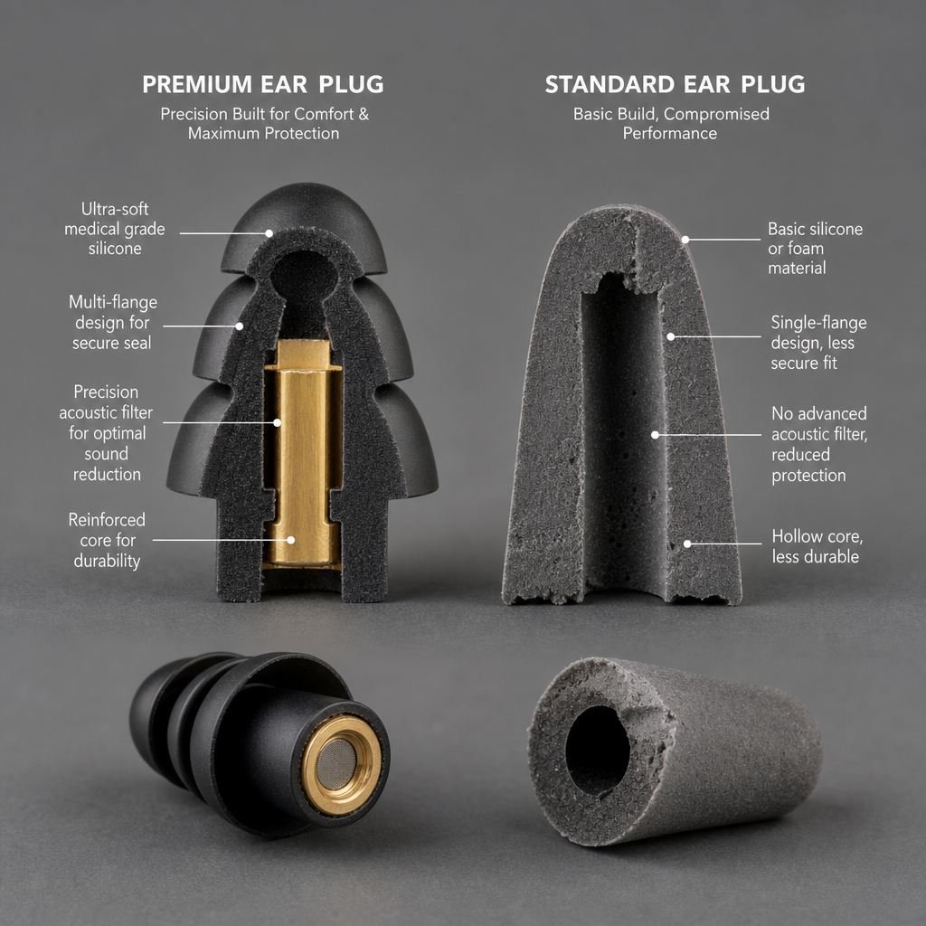 Detailed close-up of ear plug construction showing internal materials and build quality