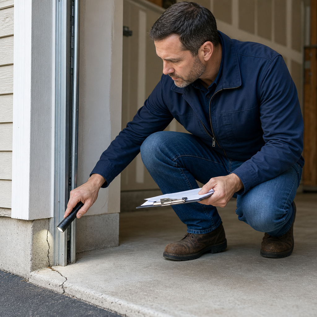 Detailed inspection of garage structural elements and floor condition for conversion readiness