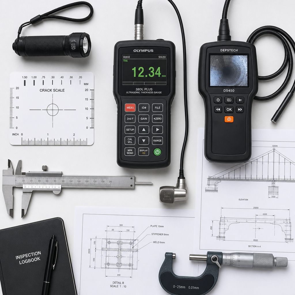 Outils et équipements utilisés pour l'inspection structurelle d'un bâtiment