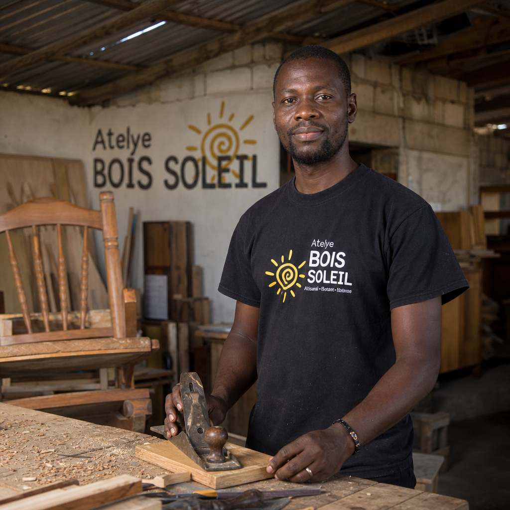 A community member working in a local business or workshop setting