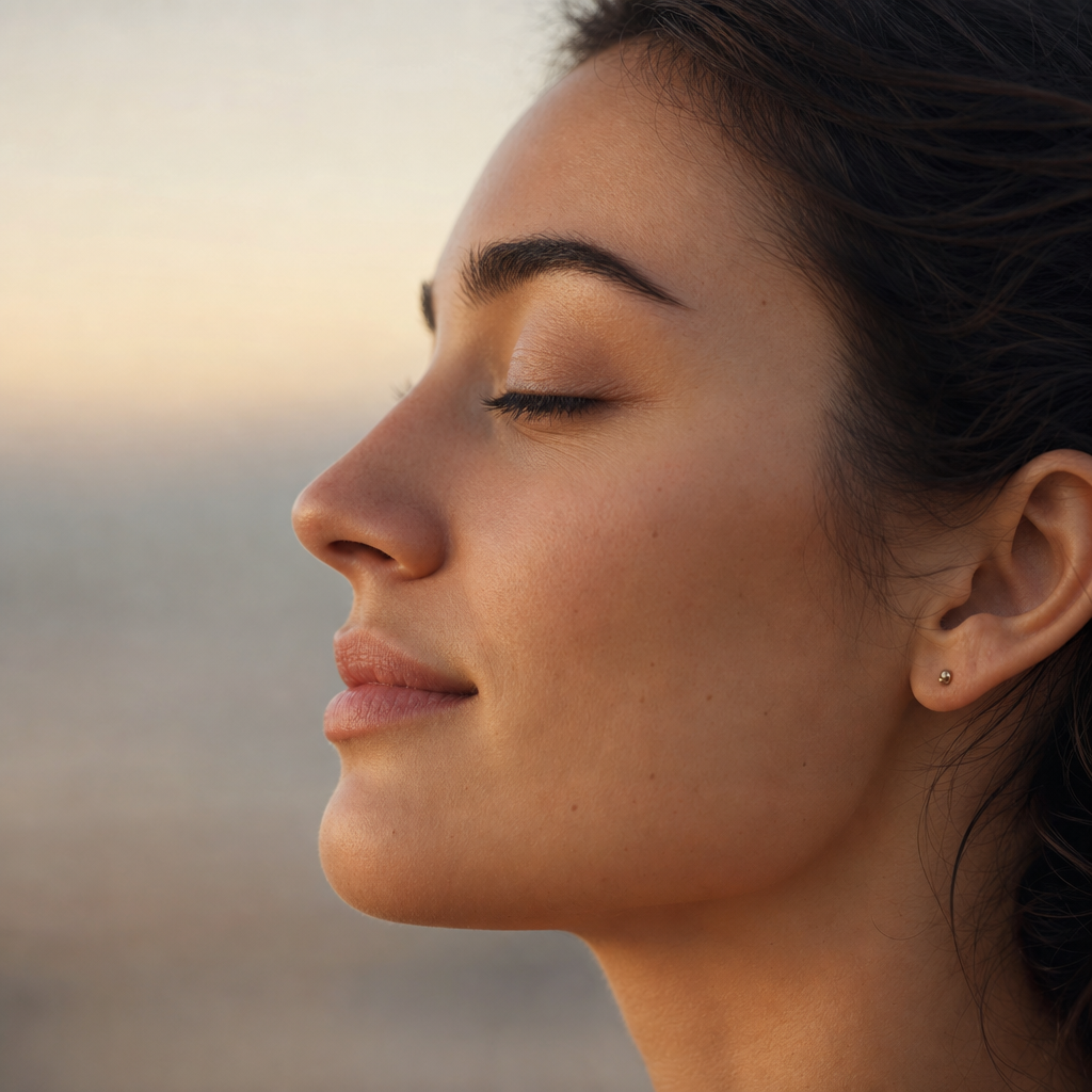 Person with closed eyes in a peaceful moment of relaxation