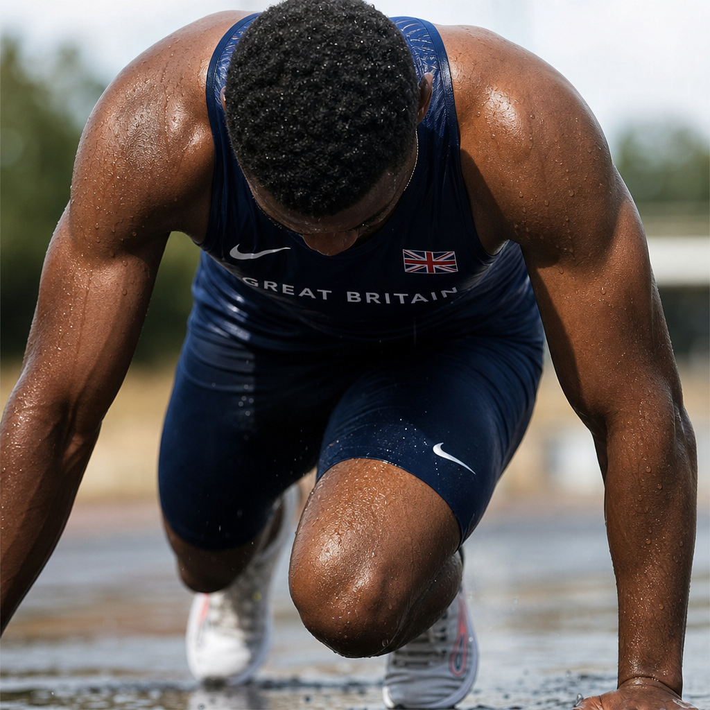 Athlete sweating during physical exercise training outdoors