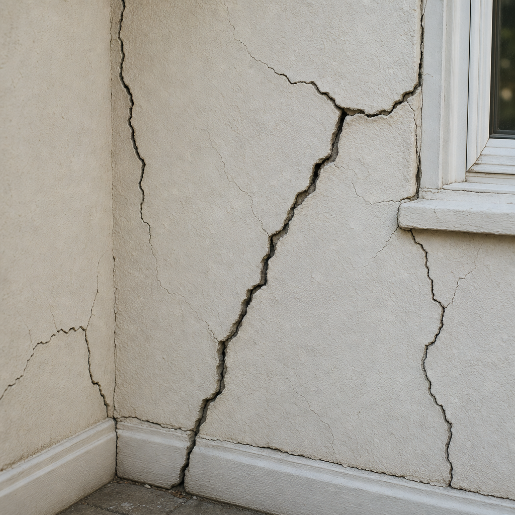 Fissures dans les murs d'une maison dues au retrait-gonflement des argiles