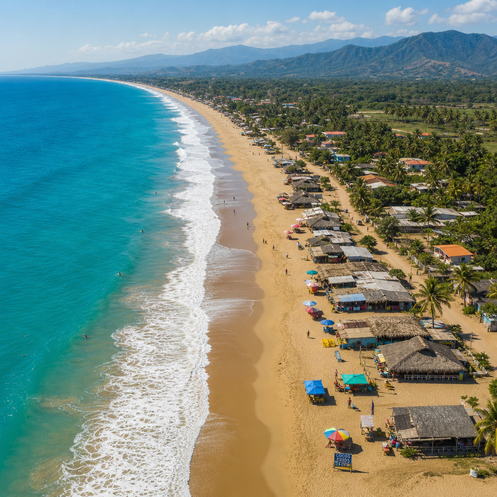 Aerial view of Playa Barra Vieja