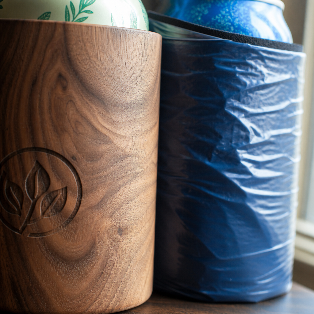 Detailed comparison of wood and plastic beverage insulators