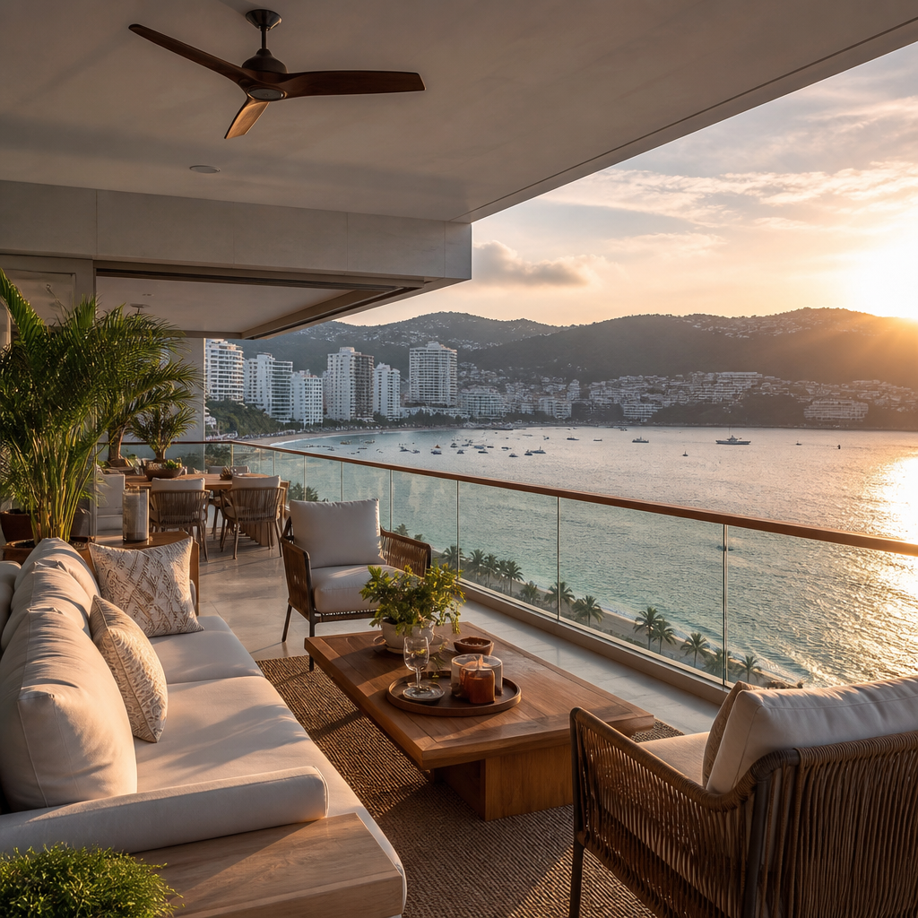 Departamento vacacional moderno con vista al mar en Acapulco Zona Diamante