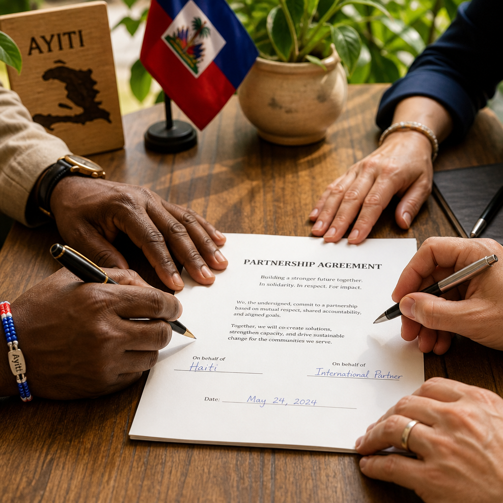 Hands joining together in commitment over a partnership agreement, symbolizing mutual collaboration