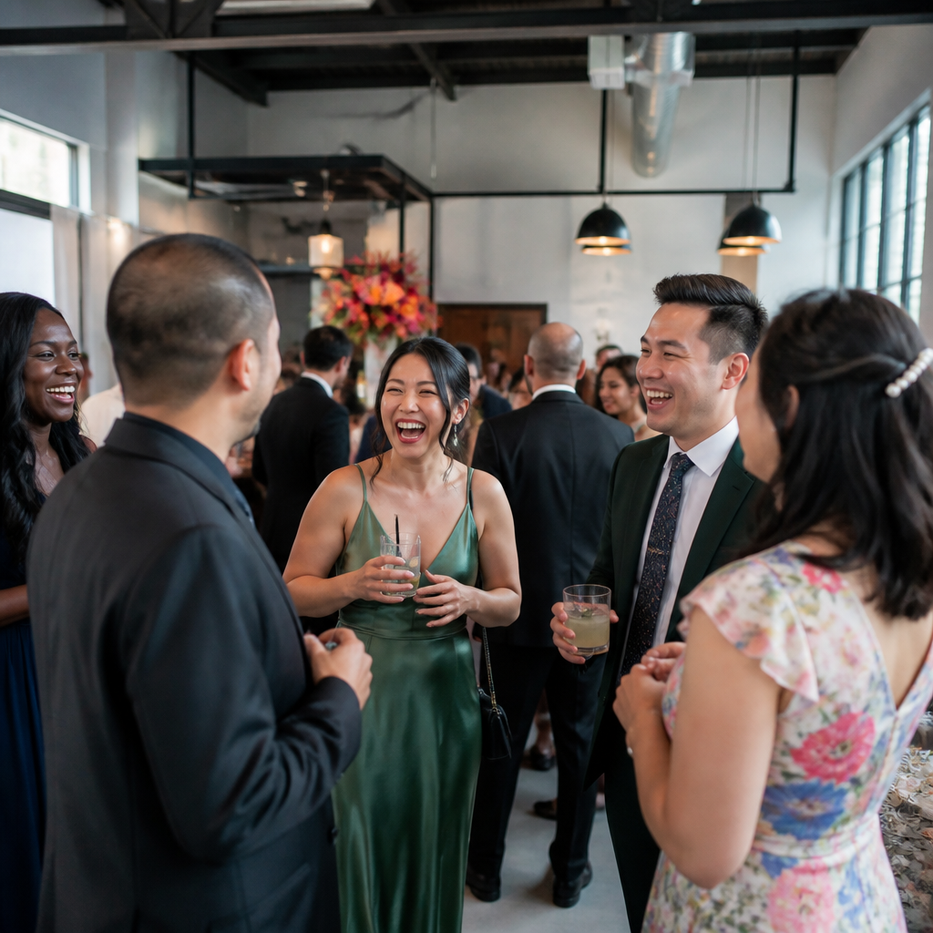 Guests celebrating at a birthday party with authentic moments and laughter
