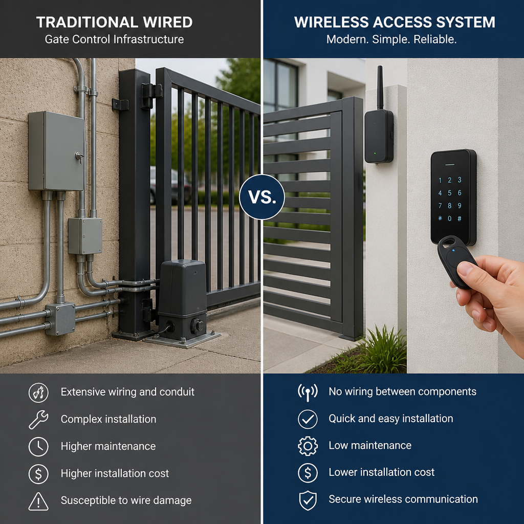 Comparison of wired versus wireless gate access control systems