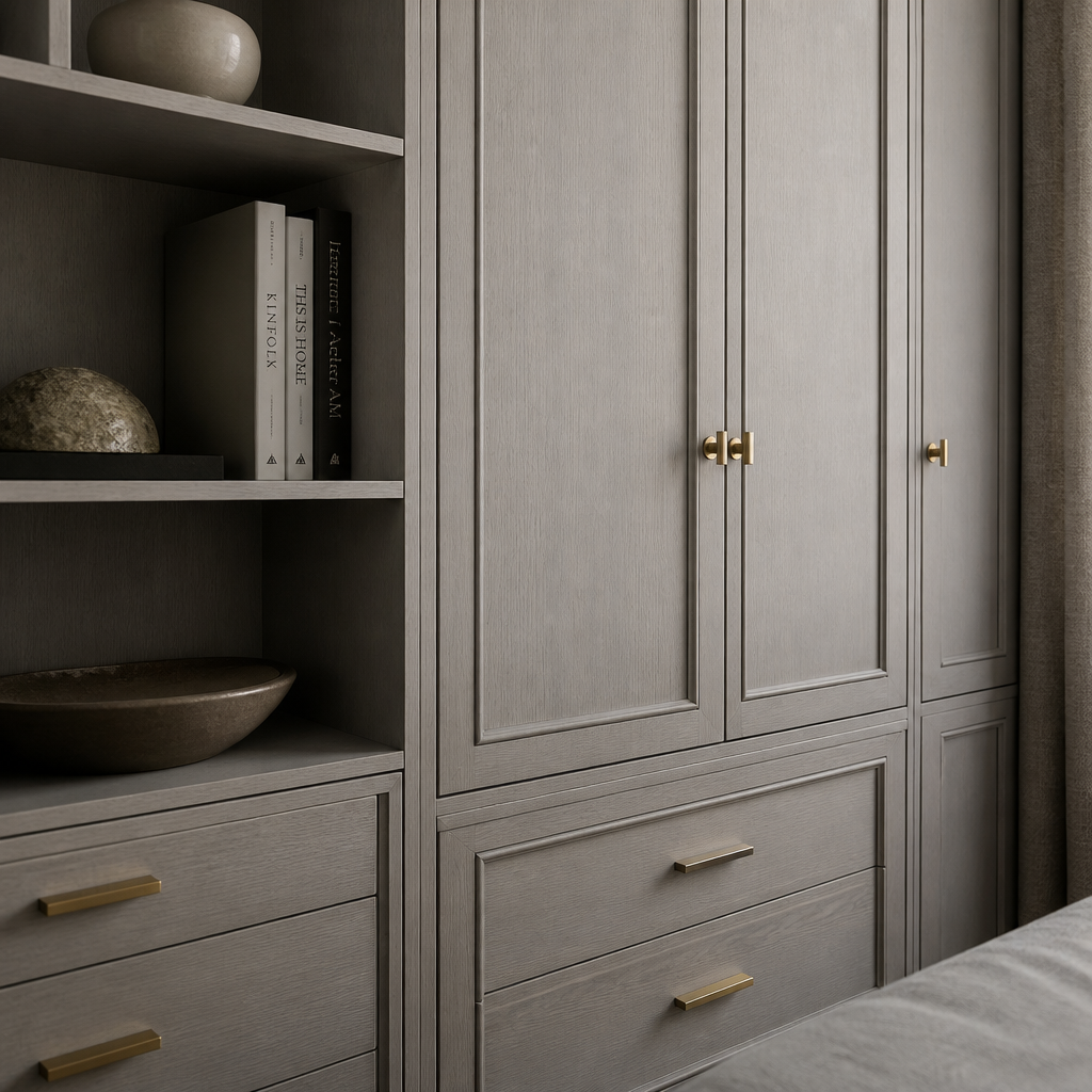 Custom-fitted bedroom joinery with integrated wardrobes and shelving