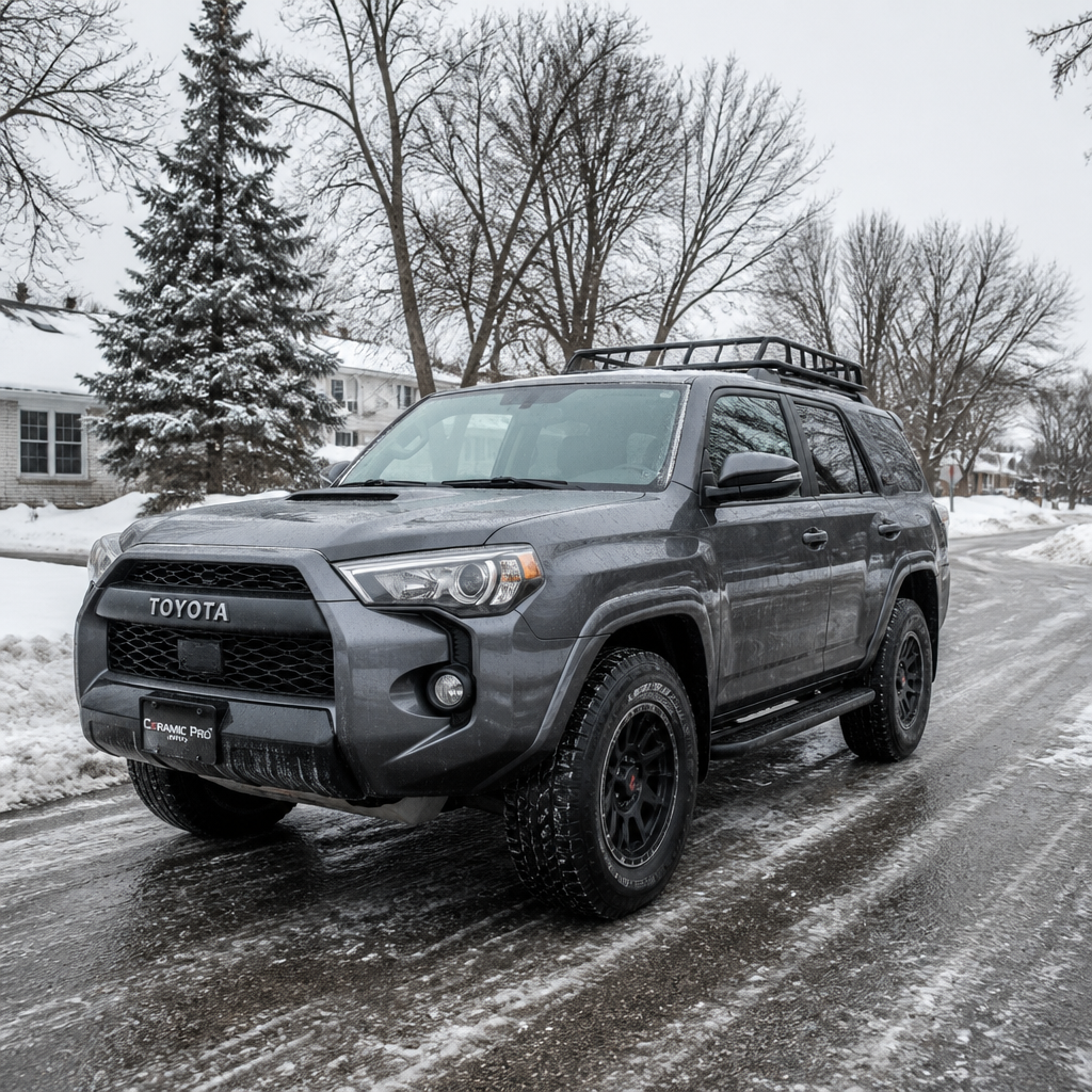 Vehicle in Chicago winter environment showing seasonal challenges to ceramic coating durability