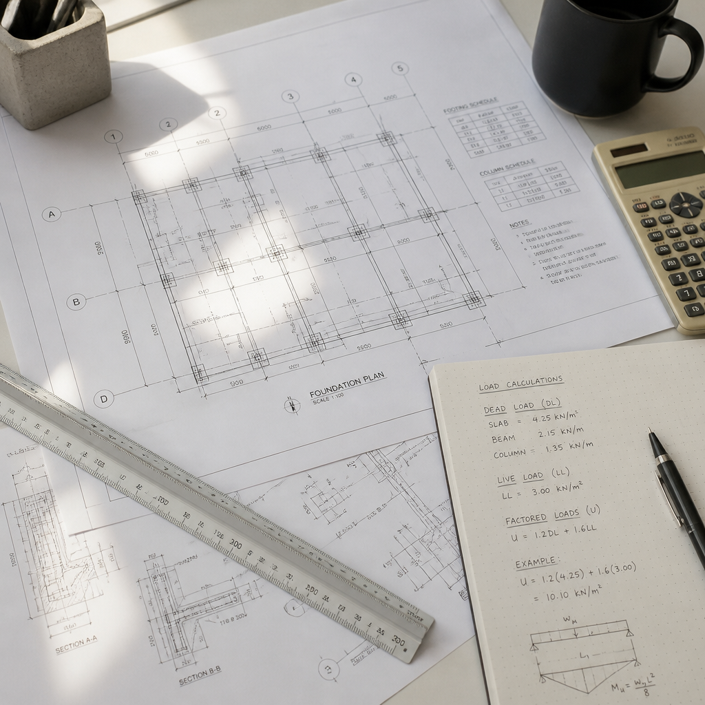 Plan de structure et outils d'ingénierie sur un plan de travail