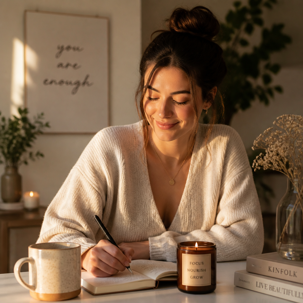 Woman experiencing a thoughtful self-care moment that feels personal and meaningful