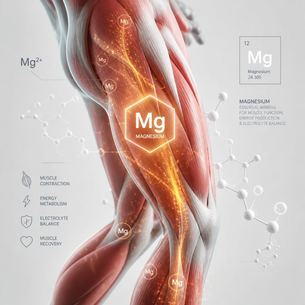 Stylized muscle anatomy with magnesium mineral visualization