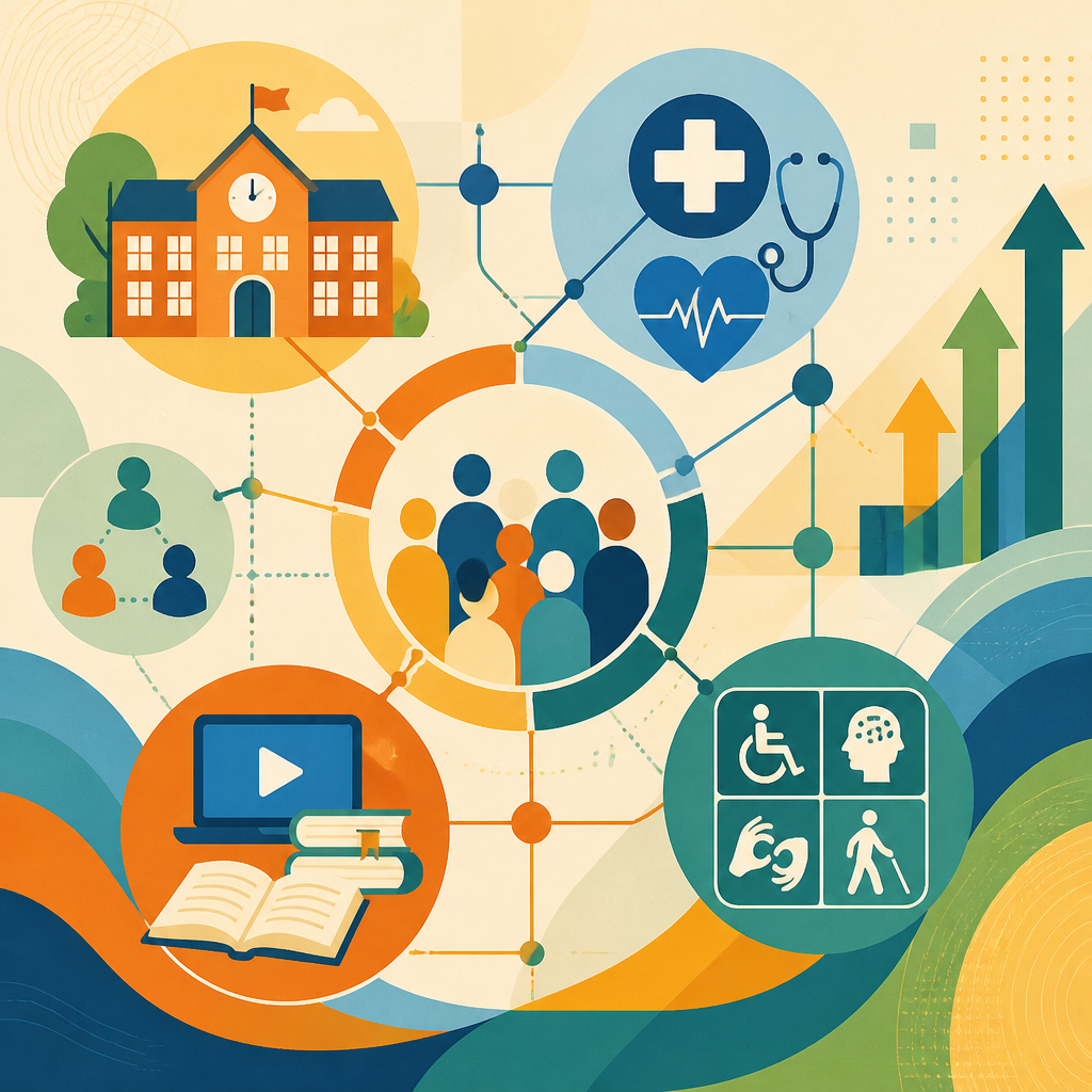 Visual representation of collaborative school and NHS support systems for inclusive oral health programmes