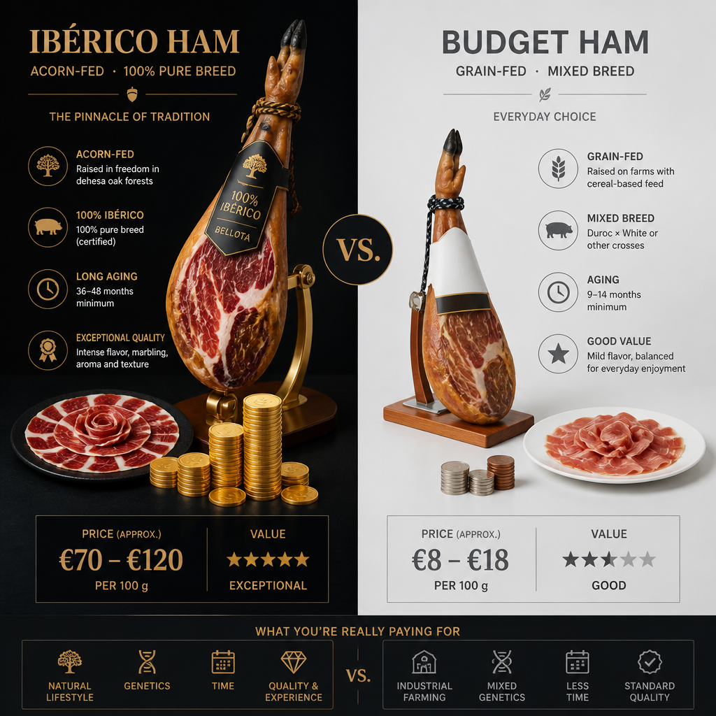 Price and quality comparison visualization of jamón ibérico categories