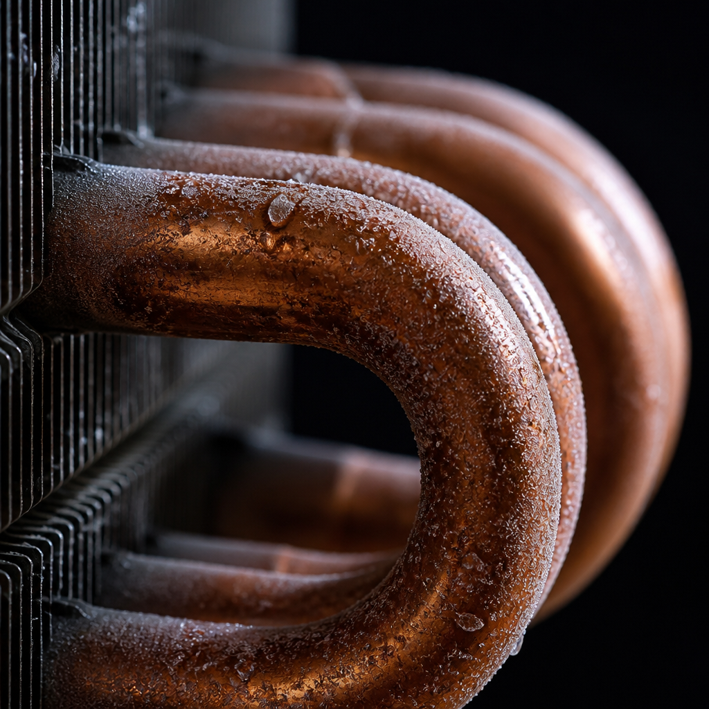 AC refrigerant coils showing stress from extreme heat conditions