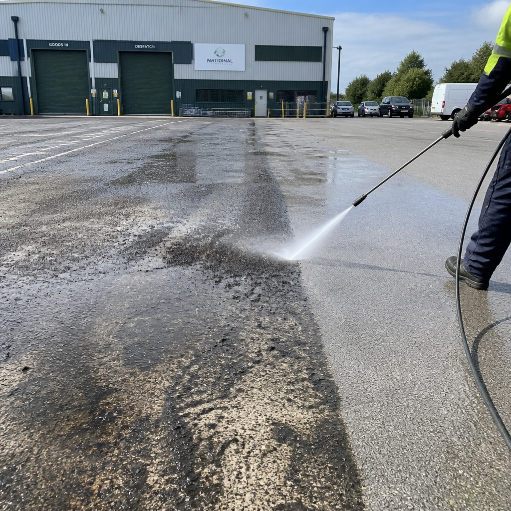 High Pressure Cleaning Melbourne: When & Why It Works High-pressure water cleaning removing dirt from commercial carpark surface