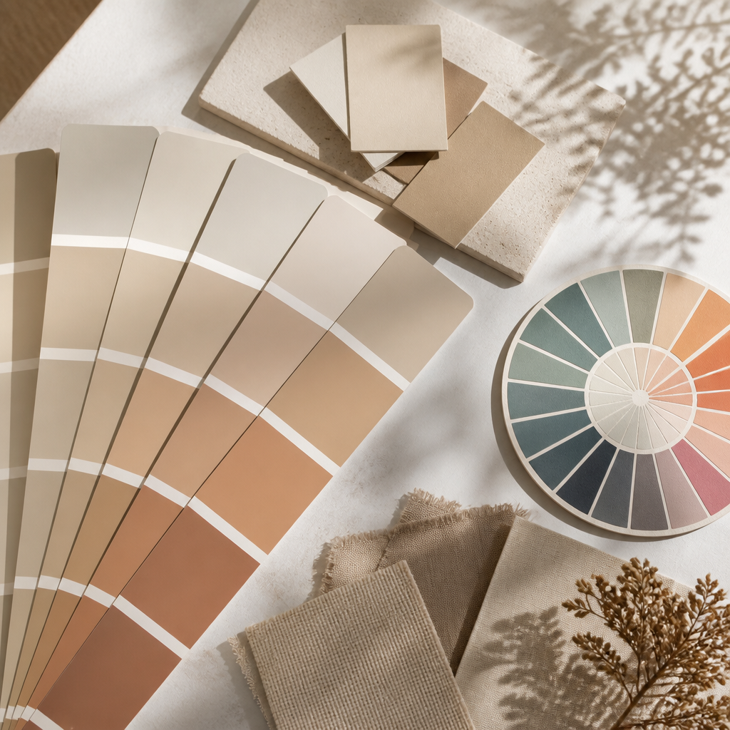 Paint colour swatches displaying various undertone variations and neutral palettes
