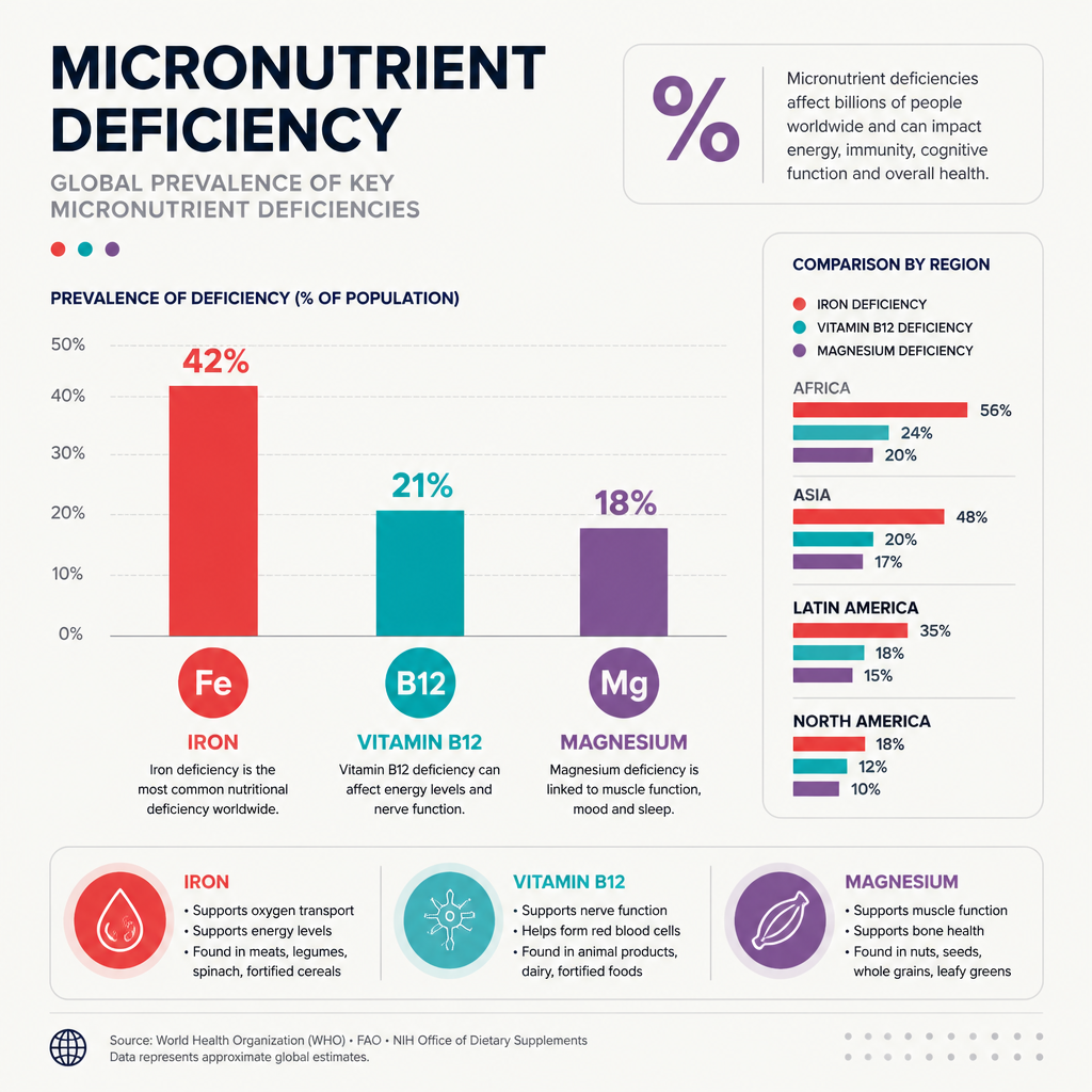 Micronutrient deficiency data visualization with statistics and comparison charts