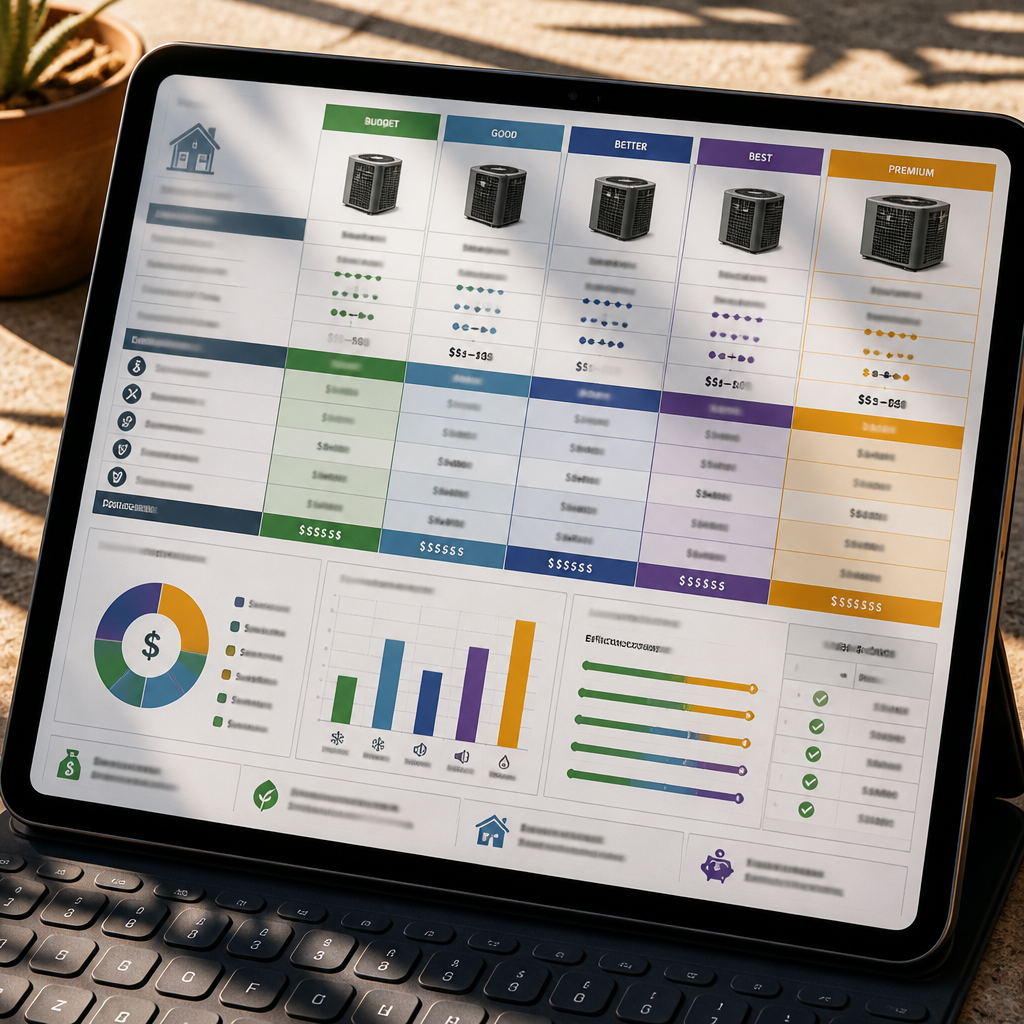 Digital cost breakdown and pricing analysis for AC replacement systems