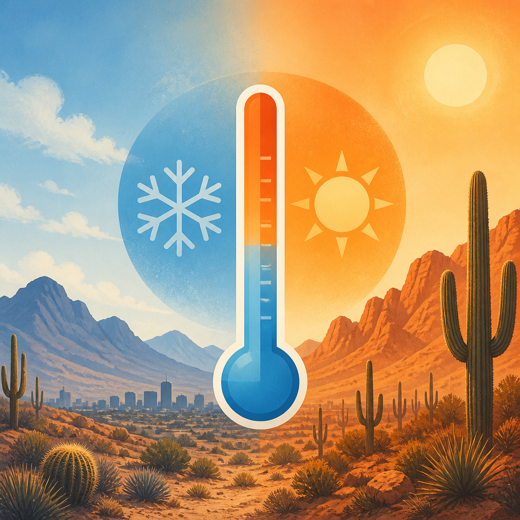 Abstract representation of Phoenix heat and air conditioning need in desert landscape